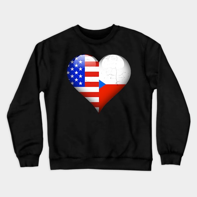 Half American Half Czech - Gift for Czech From Czech Republic Crewneck Sweatshirt by Country Flags